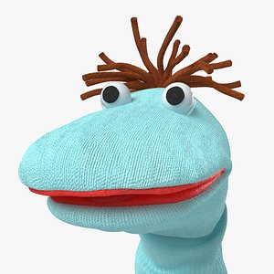 3D model Sock Puppet with Googly Eyes Boy Blue
