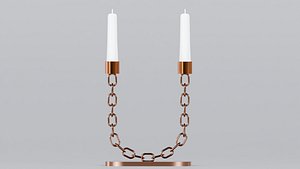 Alphabet U Bronze Chain Candleholder 3D Model True PBR Renders Zero Cleanup UVs 4K PBR Textures 3D