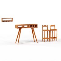 Bar Set with 2 Apolo Nogal Dark Stools