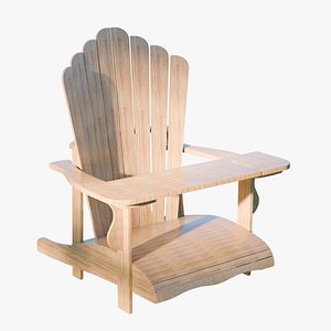 Wooden Foldable Arm Chair 3D model