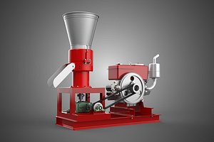 3D RED PELLET PRESS MILL MAKING MAKER MACHINE DIESEL ENGINE POWERED