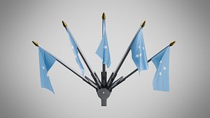 3D model Wall Mount Flags 5 Of Micronesia