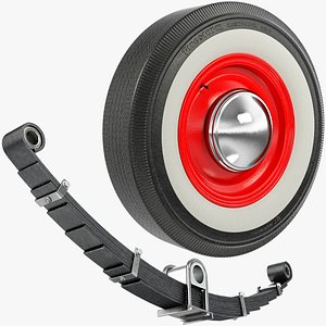 3D Retro Car Wheel and Leaf Spring Collection V1
