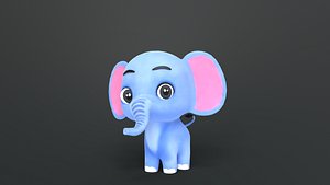 Cartoon Baby Elephant Character 3D