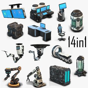 Sci Fi Props Low Poly collection