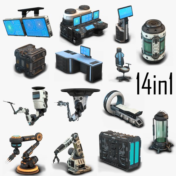 Sci Fi Props Low Poly collection