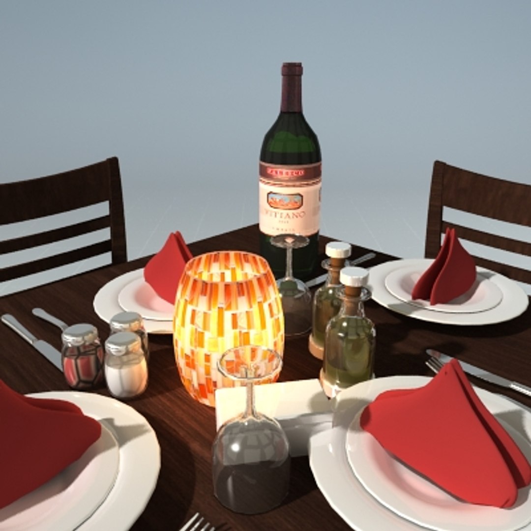 3d Dinner Table Setting Model