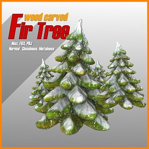 3d model wood carved fir trees