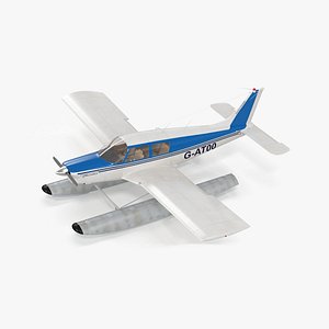 Personal Seaplane Aircraft Piper PA-28 Cherokee Rigged for Cinema 4D 3D