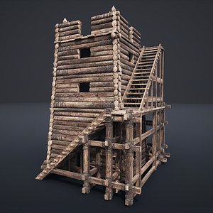 3D VIKING MEDIEVAL WATCHTOWER TOWER FORT FORTRESS CASTLE WALLS AAA