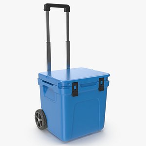 Blue Wheeled Cool Box 3D Model 3D model