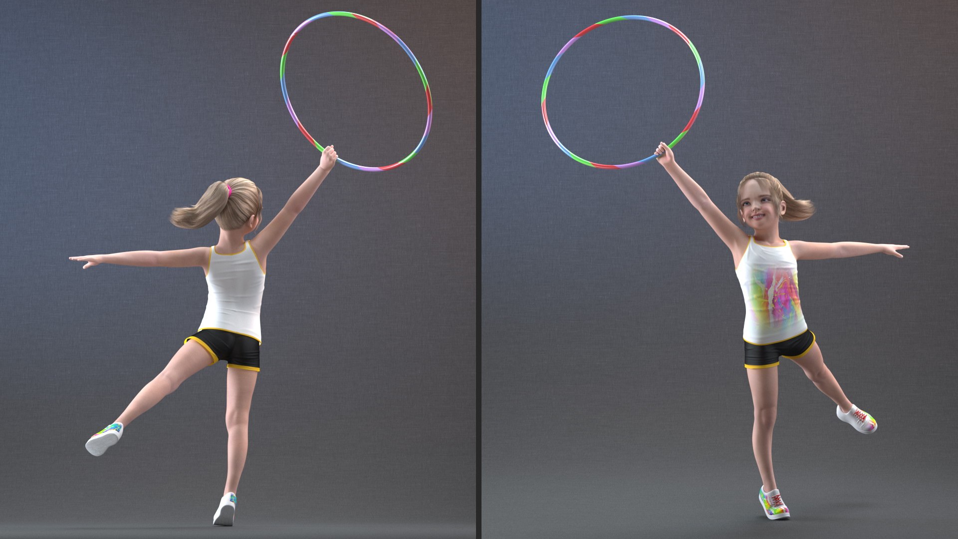 Sport Style Girl Child with Hoop Rigged for Maya 3D model - TurboSquid ...