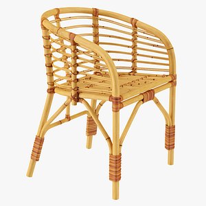 Bamboo Chair with Armrest 3D model