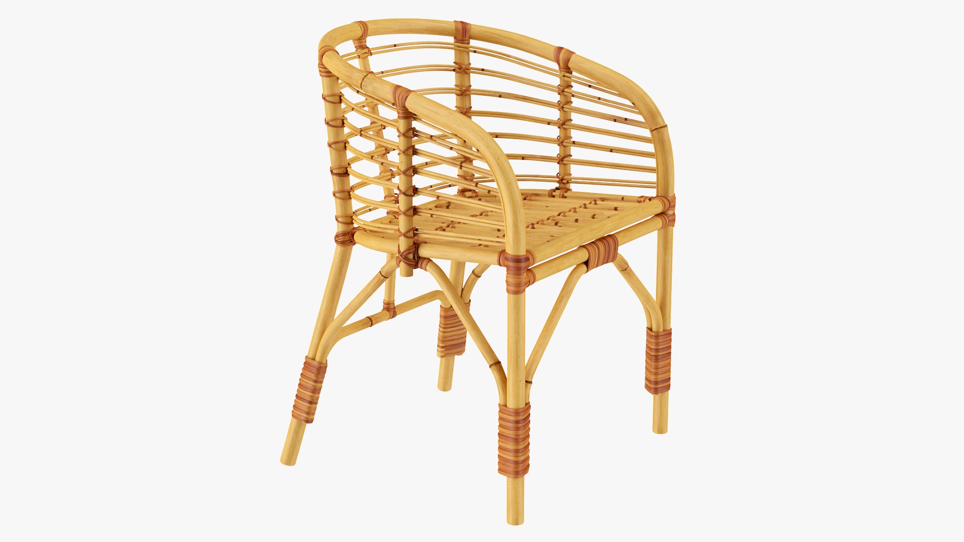 Bamboo Chair with Armrest 3D model preview