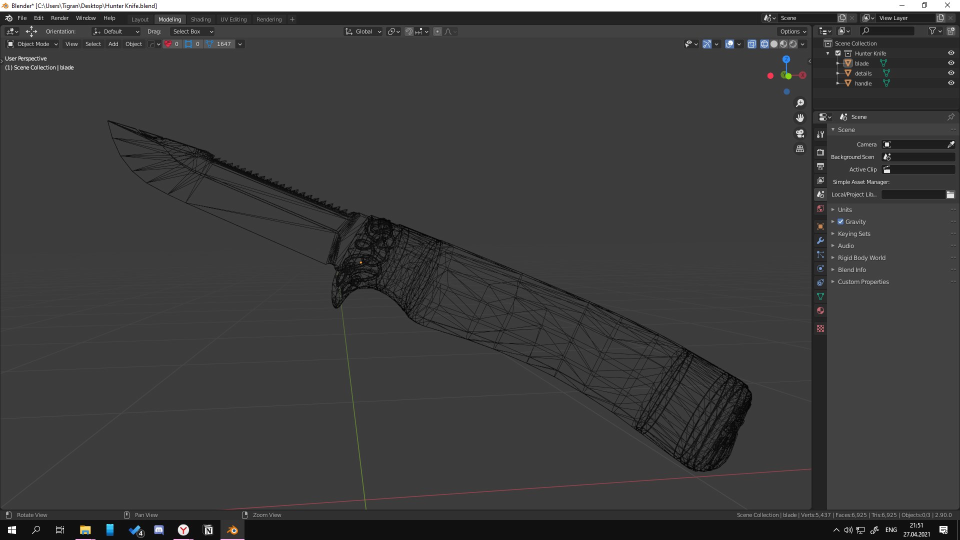 3D Hunter Knife model TurboSquid 1725234