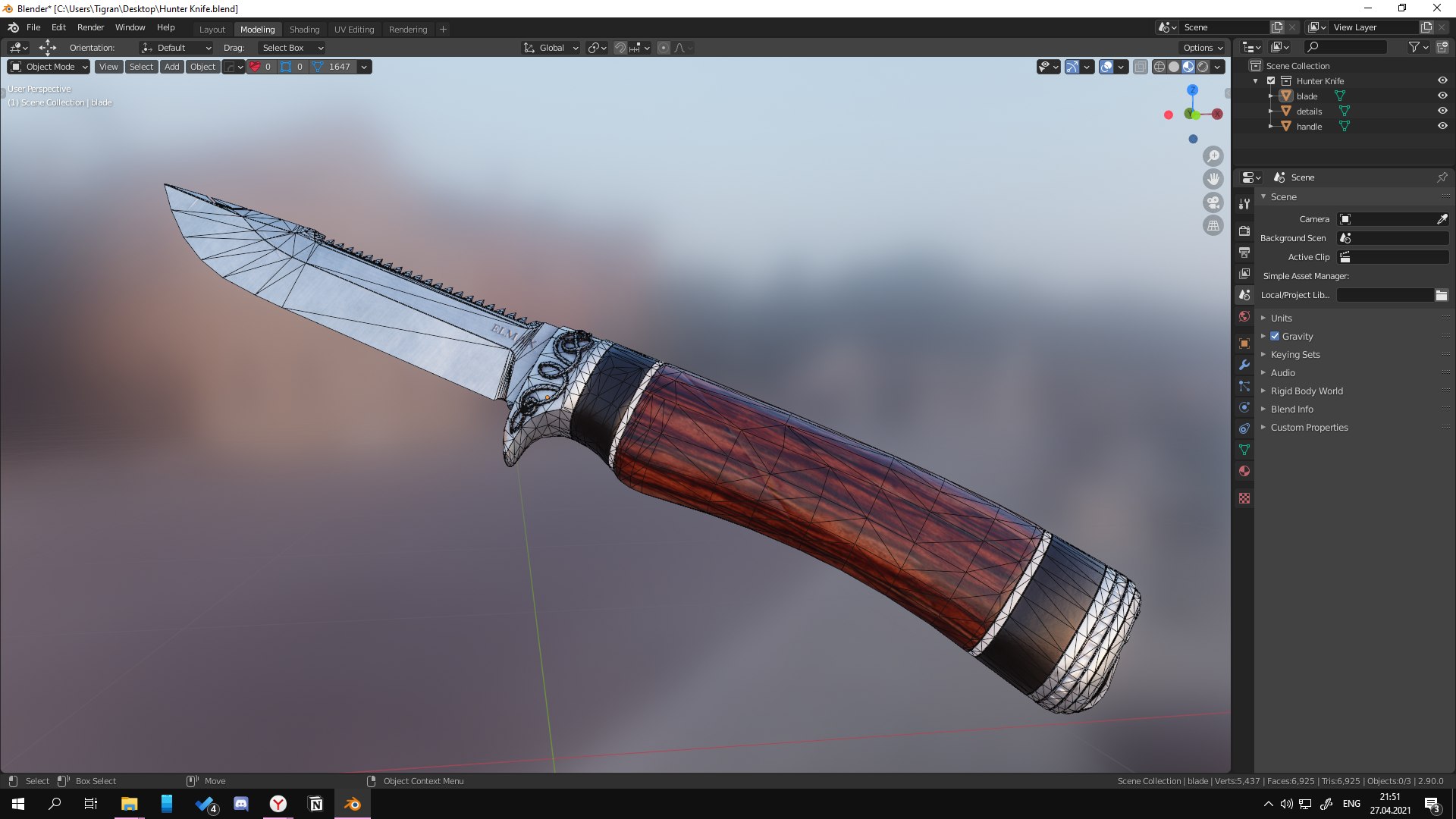 3D Hunter Knife model TurboSquid 1725234