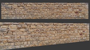 3D Weathered Sandstone Brick Wall - 3D Photogrammetry Scan model