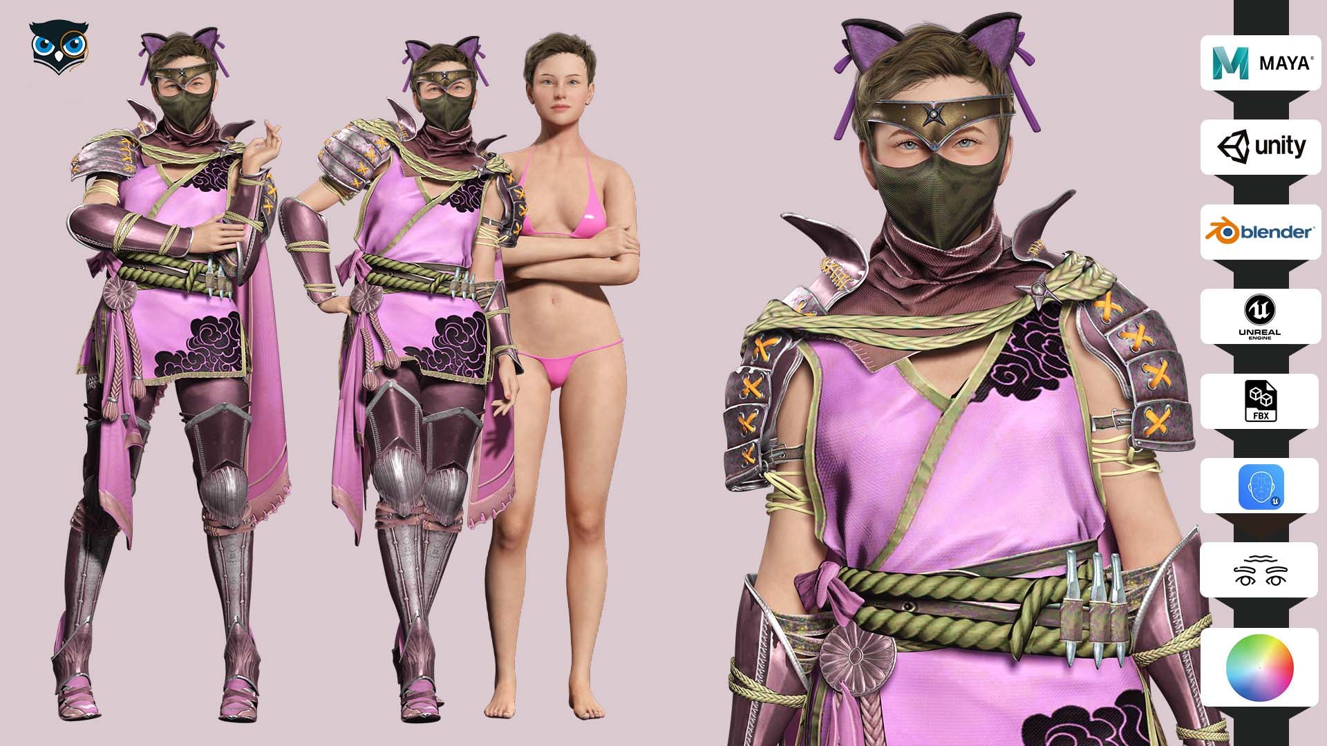3D Amelia - Ninja Fantasy https://p.turbosquid.com/ts-thumb/i4/KjwSpx/dl/arttemp/jpg/1702483873/1920x1080/fit_q87/fbbe5b773446eba2cc7f8868cfe1765600d65602/arttemp.jpg