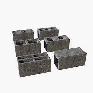 3D 6 cement bricks model