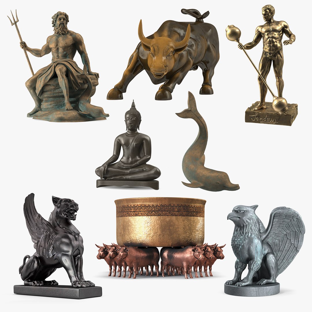 Bronze Sculptures Collection 6 3D model preview