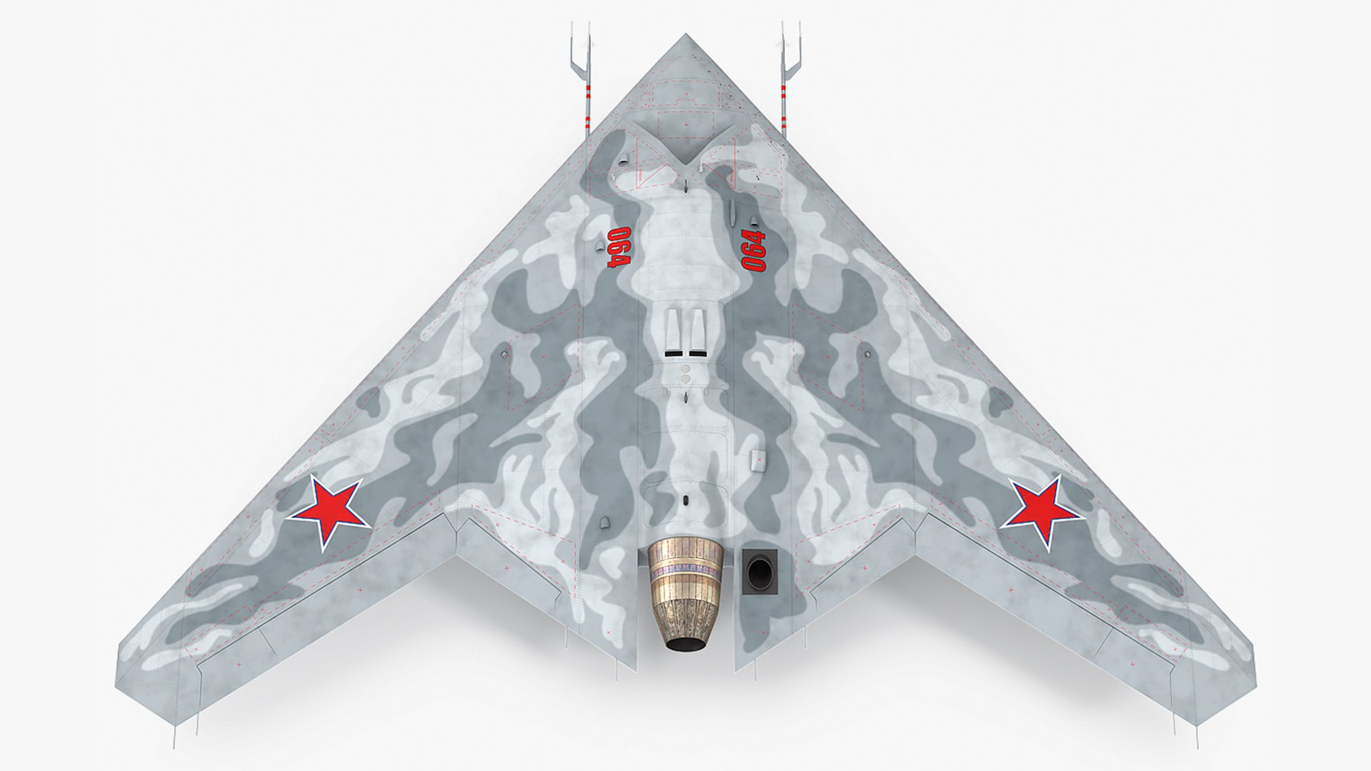 Russian Heavy Strike Unmanned Bomber S-70 Okhotnik Rigged for Cinema 4D 3D model preview