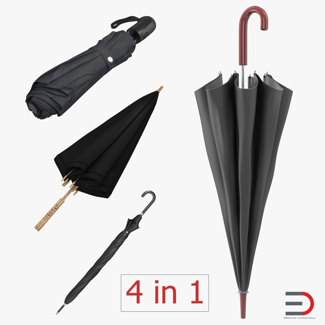 Closed Umbrellas Collection 2 3D model preview