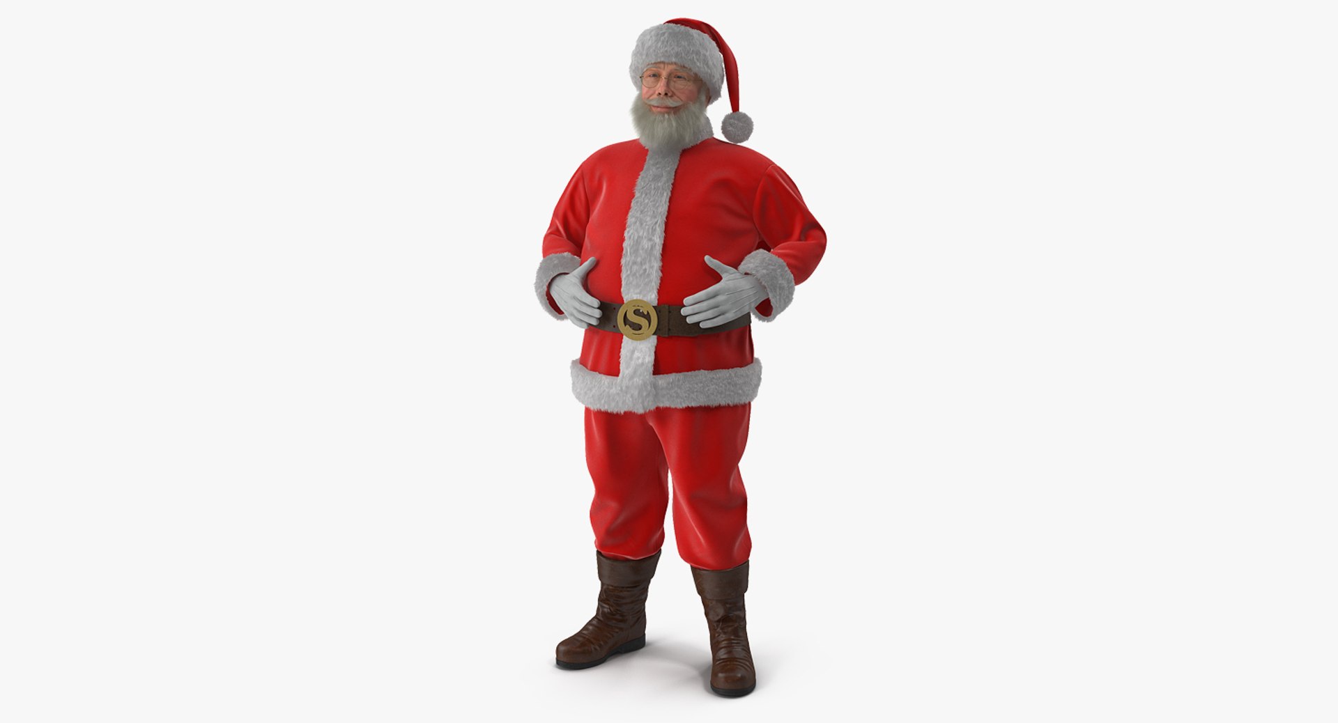 Santa Claus Standing Pose with Fur 3D Model 3D model preview