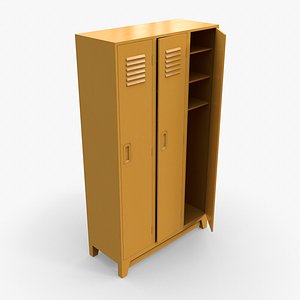PBR School Gym Locker 08 - Yellow 3D model