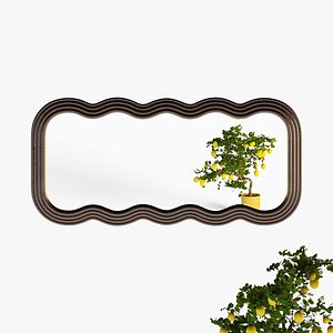 3D Venus Full Length Wave Mirror Walnut