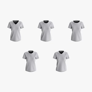 Female T-Shirt Dropped Shoulder Short Sleeve Variant Collar Collection