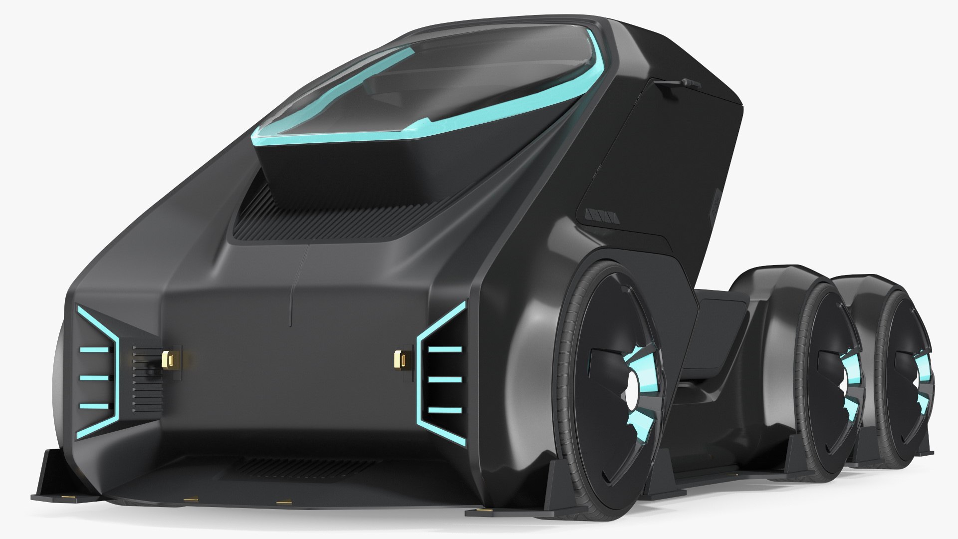Fantastic Hi-Tech Truck Black Rigged for Maya 3D model preview