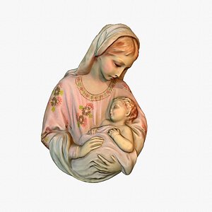 3D Mary with Baby Jesus low-poly 3D model