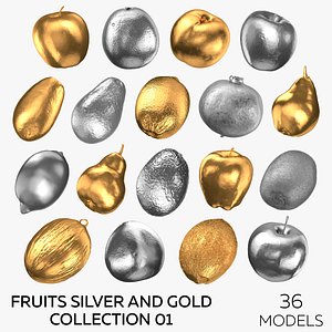 3D model Fruits Silver and Gold Collection 01 - 36 models