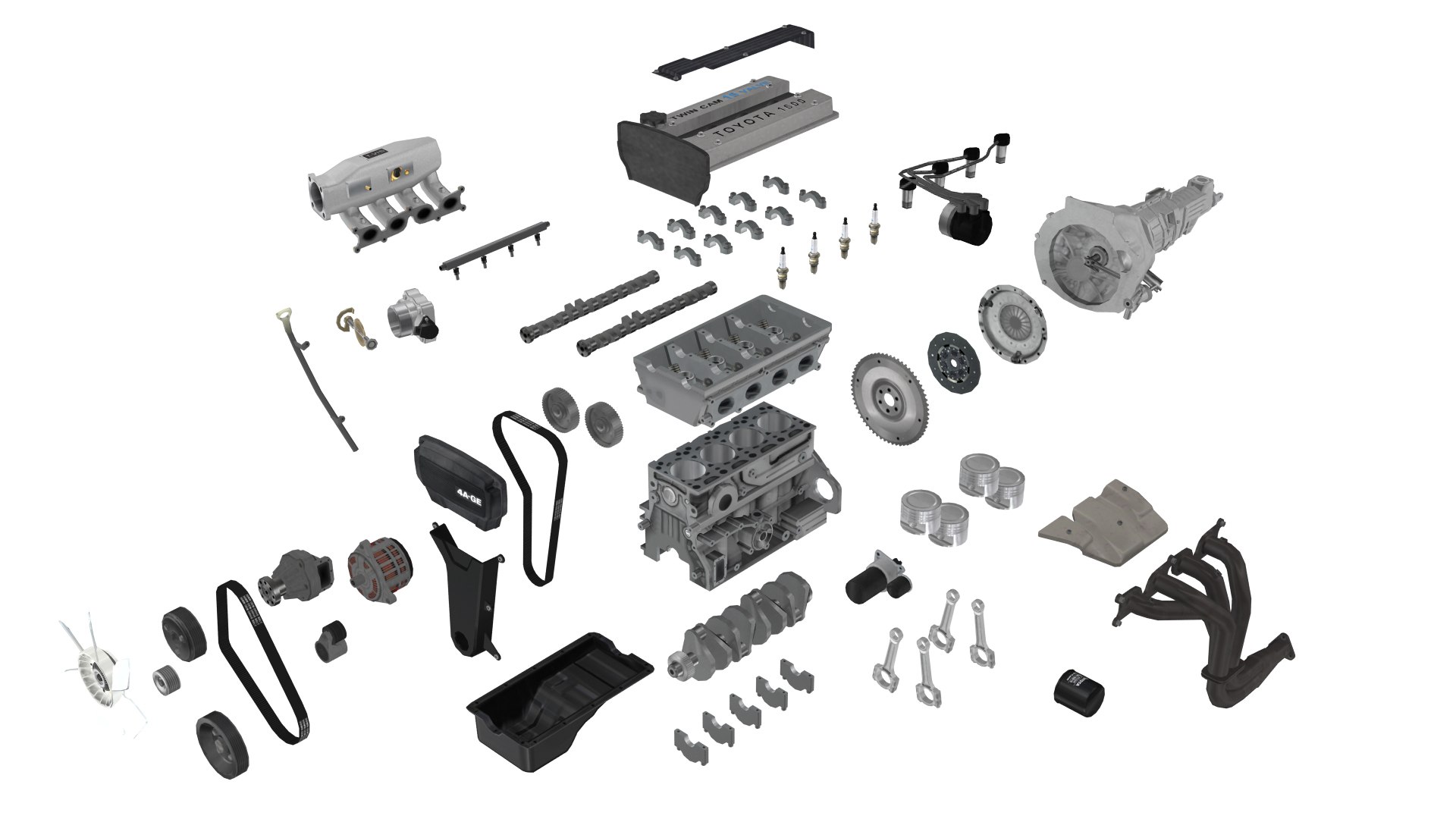Parts Toyota 4a-ge Bluetop Model - TurboSquid 1361281