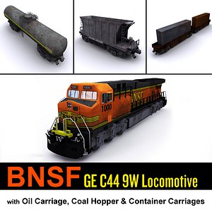 bnsf locomotive cargo carriage 3d fbx