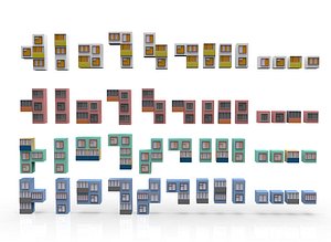 tetris figurines in the form of apartments 3D model