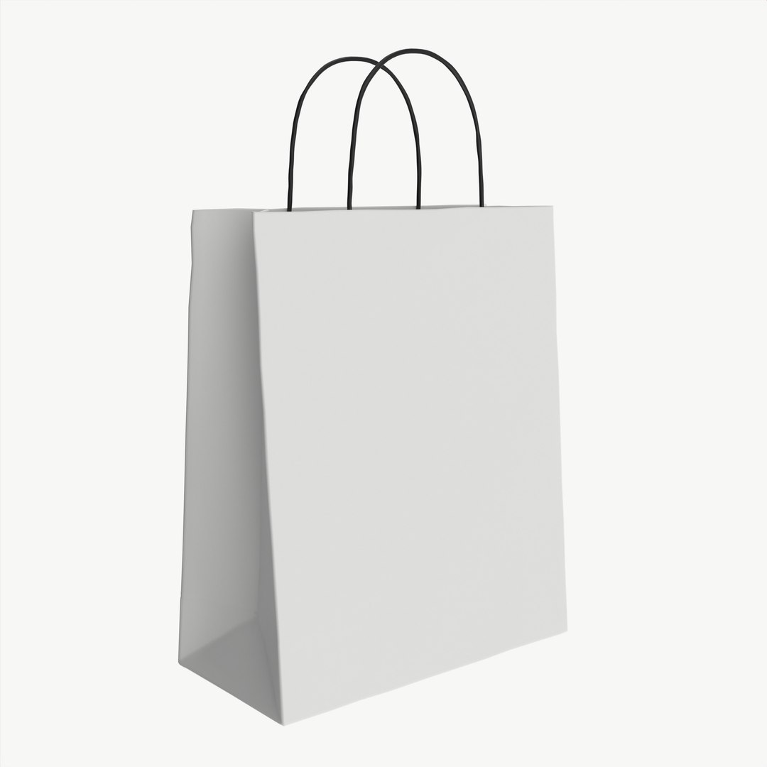 White Paper Bag With Handles 03 Model - TurboSquid 1920636