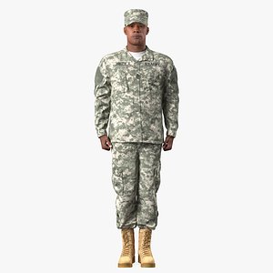 3D african american soldier standing