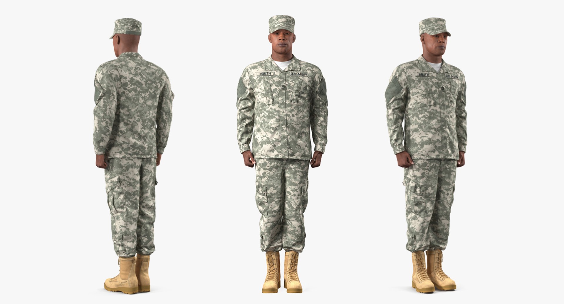 3D african american soldier standing - TurboSquid 1413551