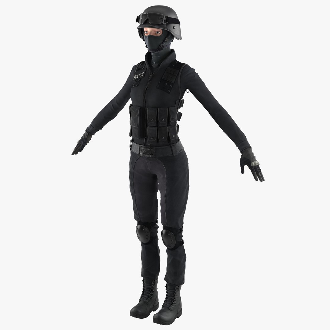 SWAT Woman European 2 3D Model 3D model preview