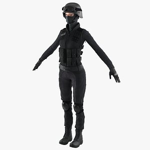 SWAT Woman European 2 3D Model
