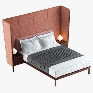 Luca Nichetto- Tall Dubois Bed With Bedside Tables for De La Espeda 3D Model