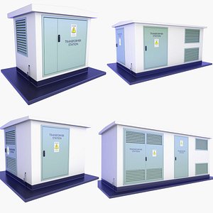 3D 4 Power Transformer Substation Buildings SET v7 model