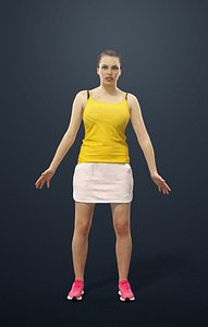Animated Woman in a skirt and tanktop - A-pose - Dream - rigged Biped CAT walk included