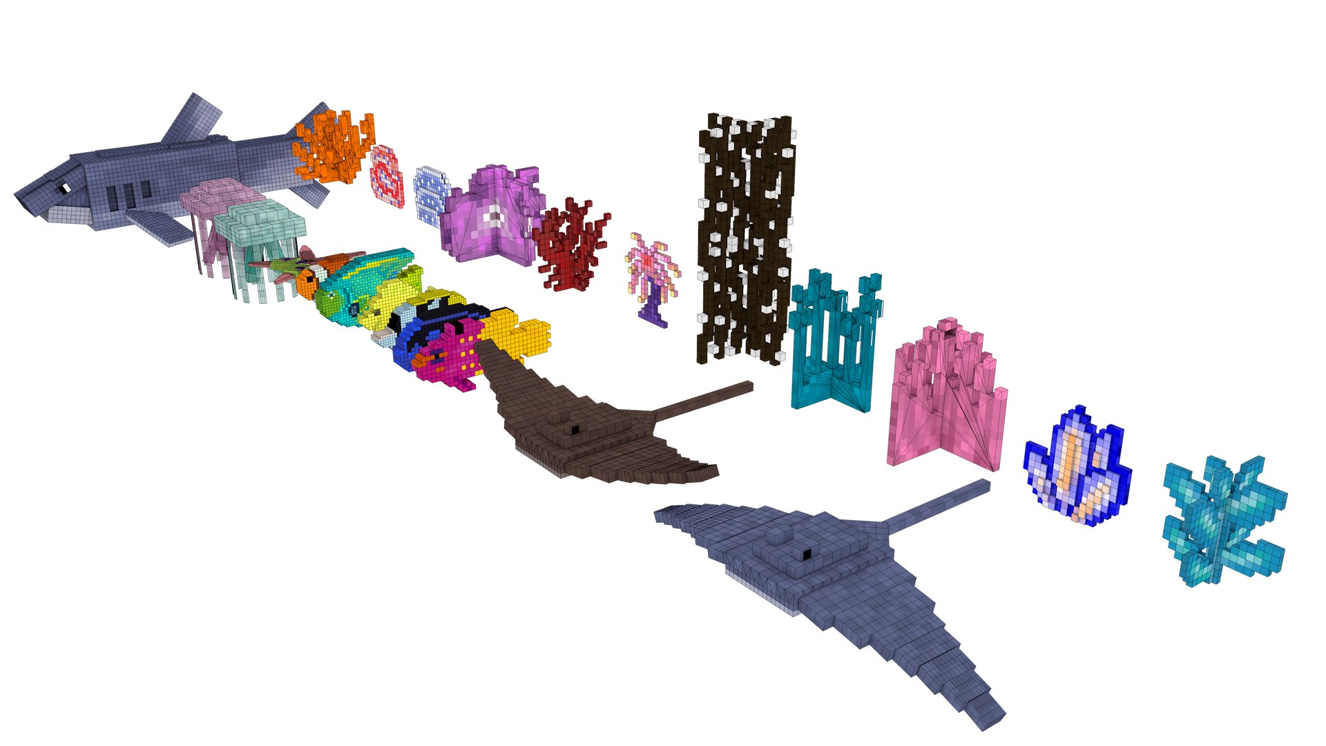 3d Minecraft Library Models: Coralreef