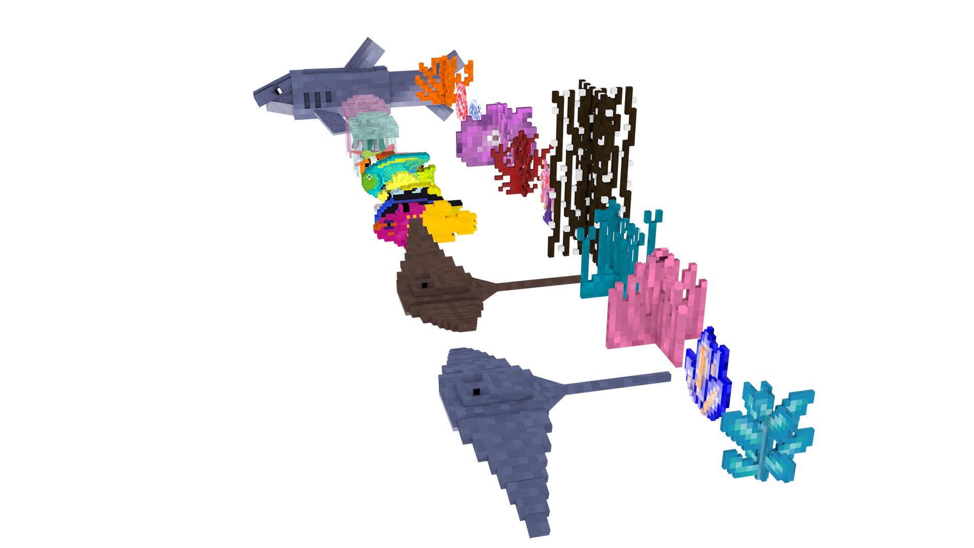 3d Minecraft Library Models: Coralreef