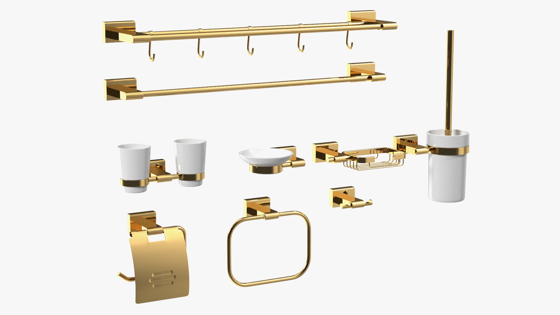 Bathroom Wall Accessories Set 3D model preview