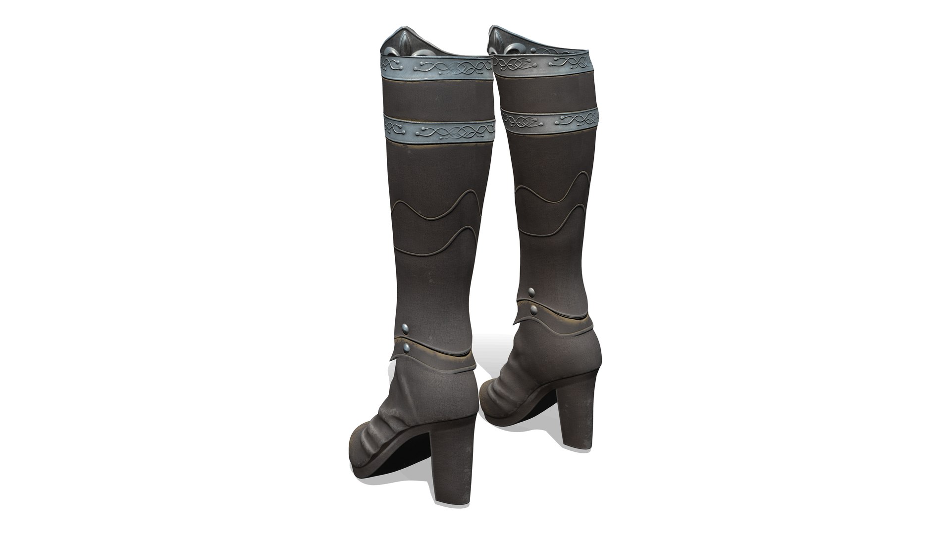 Medieval Fantasy Mid-Calf High Black Heel Boots 3D Model - TurboSquid ...