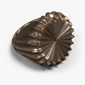 Vintage Sculptural Ring Pleated Bronze