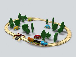 3d toy train set model